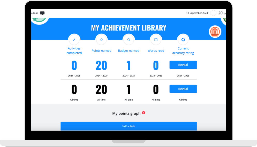 The achievement library in Engage Pro