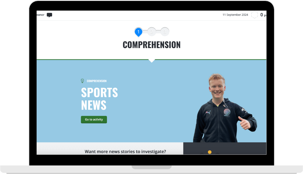 A news comprehension activity in Engage Pro