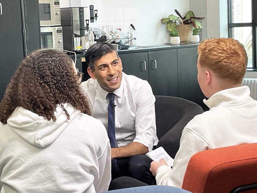 Rishi Sunak with FYI Presenters Maya and Braydon