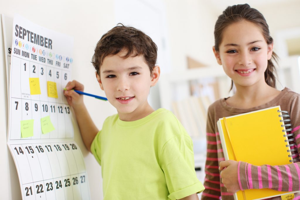 Smiling friends in a classroom