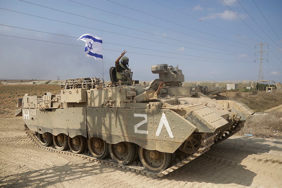 An Israeli tank near Gaza