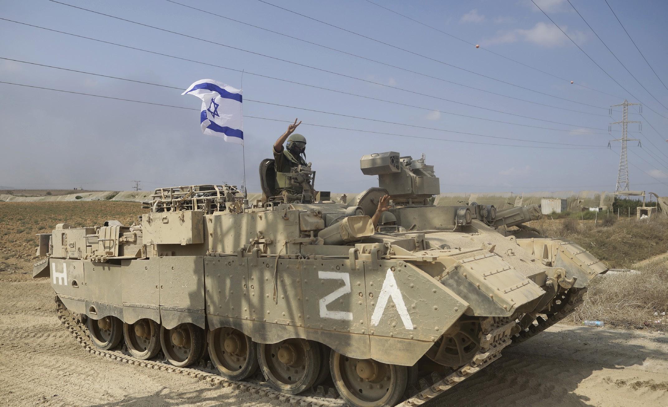 An Israeli tank near Gaza